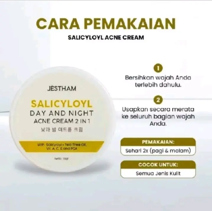 JESTHAM CREAM PENGHILANGAN JERAWAT PERMANEN || CALICYLOYL ACNE CREAM + TRANEXAMIC DAY AND NIGHT CREAM Perawatan Wajah Berjerawat Hitam Gatal Pria Mencerahkan Mengencangkan Komedo Bekasnya 2