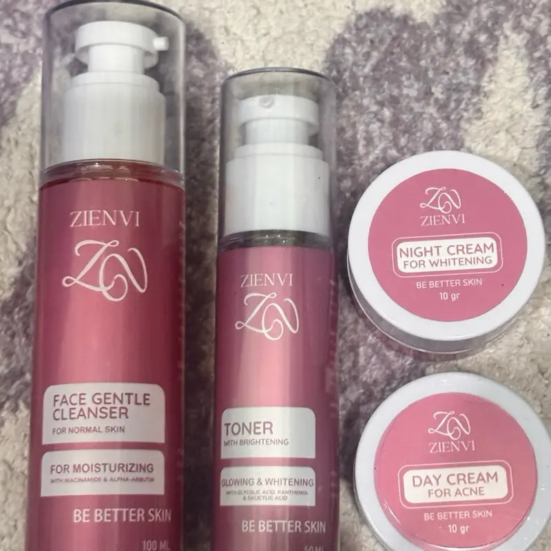 ZIENVI BEAUTY - PAKET WHITENING GLOW KEMASAN BARU (KRIM SIANG ACNE)- MENCERAHKAN Wajah 2