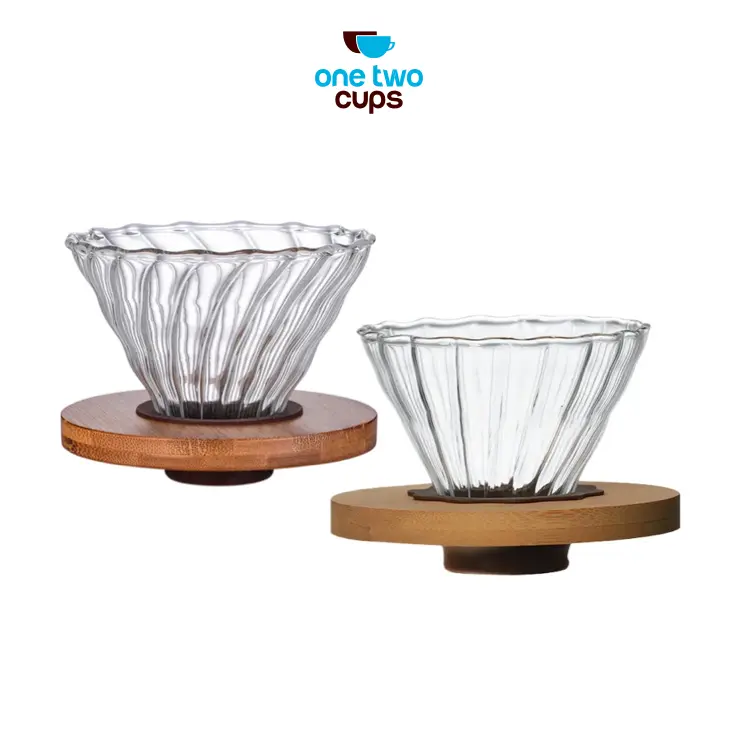 One Two Cups V60 Coffee Dripper Pour Over Kaca Manual Brew 1-4 Cup - VD-10WS