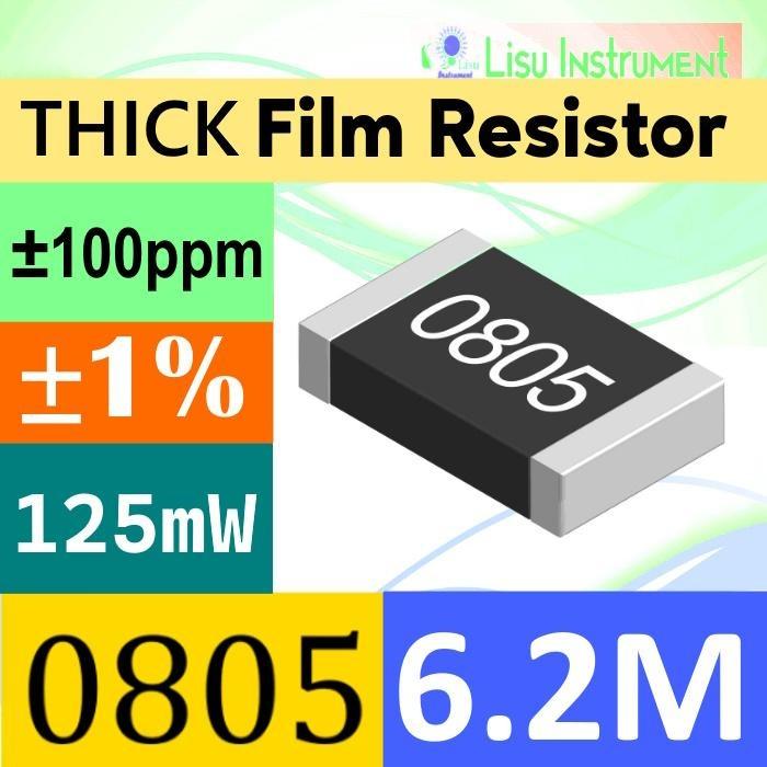 Jual 6.2MΩ 0805 2012(mm) ±1% THICK Film SMD Resistor 125mW 6.2M 6M2 ...