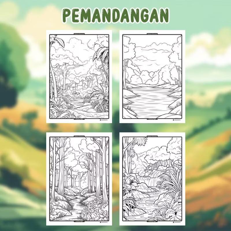 Product Introduction of (20 pcs) gambar mewarnai pemandangan, gambar mewarnai anak art toys 1