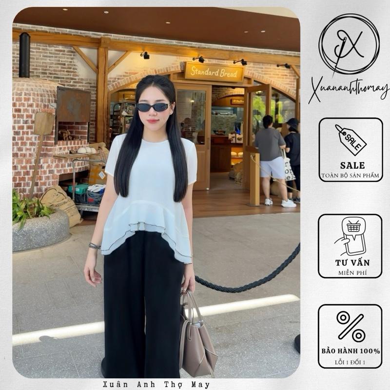 Set áo viền bèo voan cát + quần có tách set - Xuananhthomay