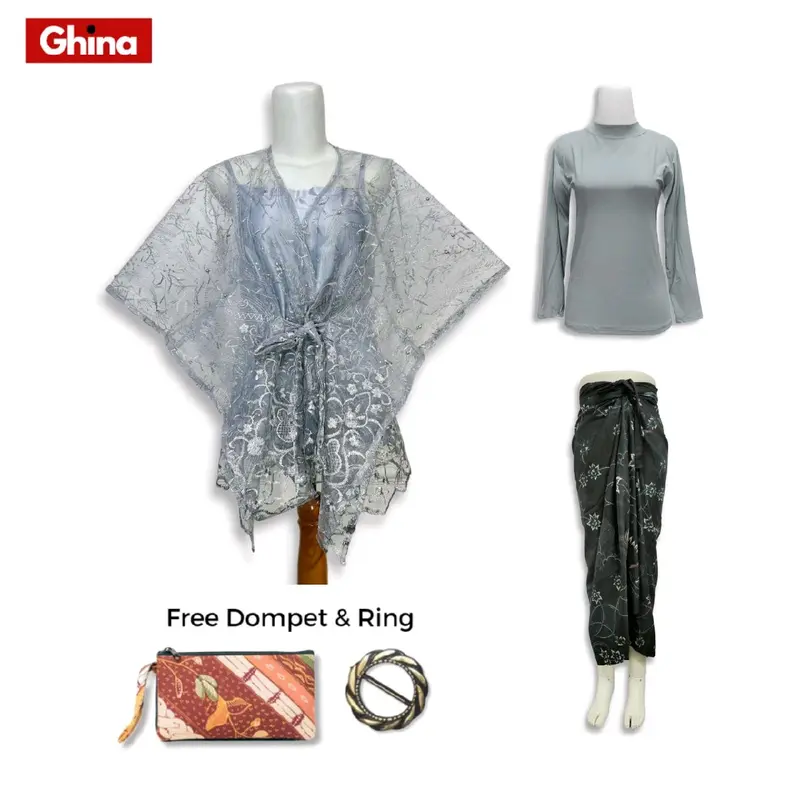 Paket Kondangan 5in1 - Kebaya Ghina One Set Kondangan Wanita Kekinian Outer Brokat Tile Premium Cardi Setelan Kebaya Modern Polos Pesta Dress Remaja Dewasa Mewah kebaya graduation kelulusa kebaya burgundy Baju Atasan Natal Wisuda 7