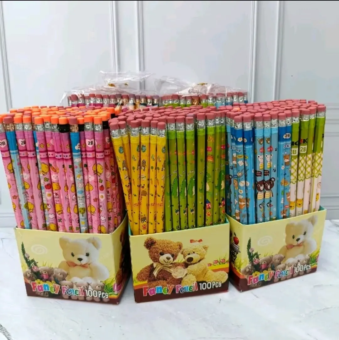 100 pcs Pensil 2B ada penghapus isi 25-50-100 Pensil Sekolah /Pensil Pake Penghapus/pensil 2B Alat tulis Stationery