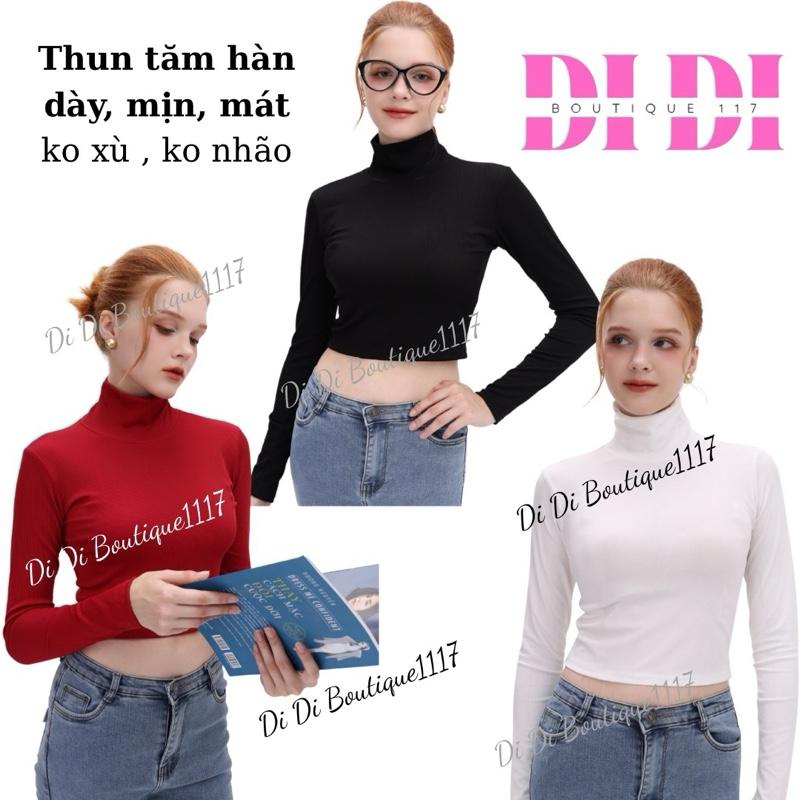Combo 3 áo thun tay dài croptop cổ lọ nữ ôm body. Chất thun tăm hàn, loại dày ủ kem, form đẹp mịn mát không xù lông , ko nhão vải. DiDiboutique 1117