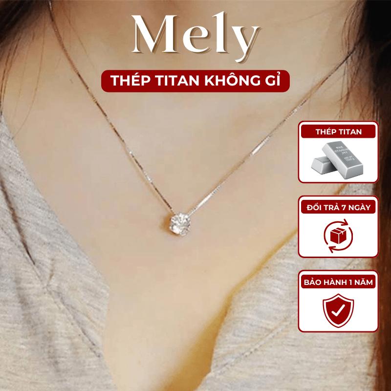 Dây chuyền nữ sợi mảnh mặt đá cao cấp sang trọng phong cách basic phụ kiện Trang Sức thời trang Mely - TT84