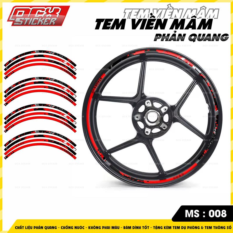 Tem Phản Quang Dán Mâm - Vành Xe Máy Xe Điện | Chất Liệu Decal Phản Quang Cáo Cấp Độ Bám Dính Cao Không Bong Tróc Không Nước