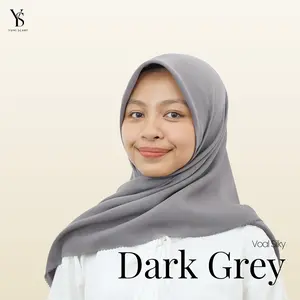 Diskon Promo Spesial Murah | Dark Grey Voal Silky 110x110 cm – Yuni Scarf | Hijab Murah Daily Premium Adem, Ringan,  Anti Gerah & Simpel