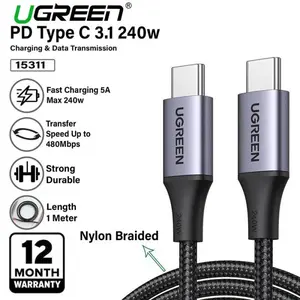 UGREEN Kabel Type C to Type C Fast Charging 240w Nylon Braided - 15311 1M