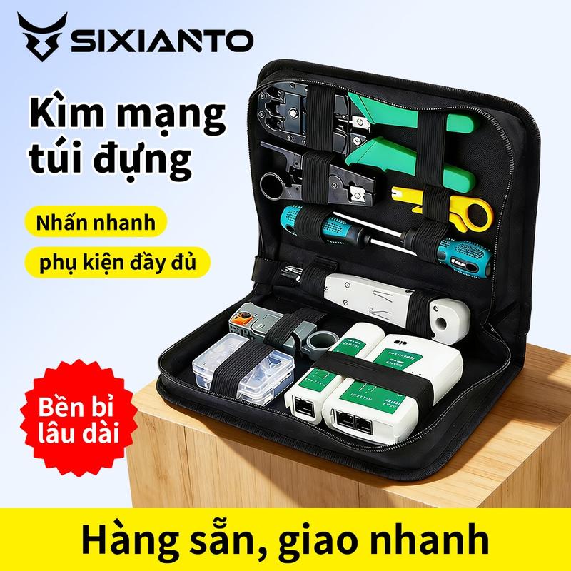Bộ Dụng Cụ Thi Công Mạng Đa Năng SIXIANTO - Kìm Bấm Mạng, Máy Test Dây, Dao Tuốt Cáp & Dao Đấm Dây Kèm Túi Đựng