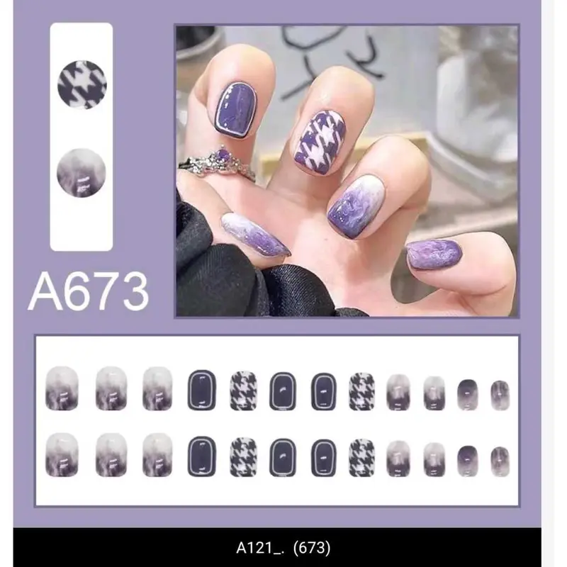 NLT - 24pcs Kuku Palsu Free Lem Jelly 24pcs/Fake Nail Art Fashion Decoration/Fashion Acylic Nail 8