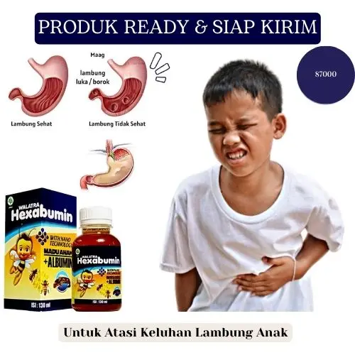 Suplemen Untuk Lambung Anak, Mengatasi Sakit Perut Pada Anak, Gerd, Lambung, Perut Begah, Untuk Luka Pada Lambung, Untuk Kesehatan Lambung Anak Hexabumin