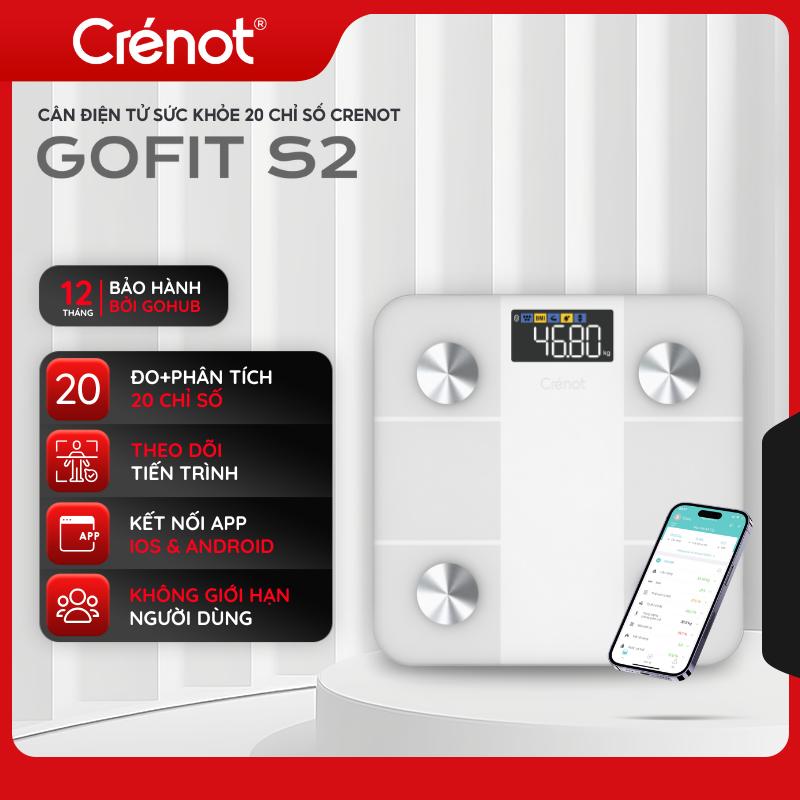  Cân sức khỏe điện tử Crenot Gofit S2 cân phân tích lượng mỡ đo 20 chỉ số cơ thể thông minh cân y tế điện tử mini inbody 