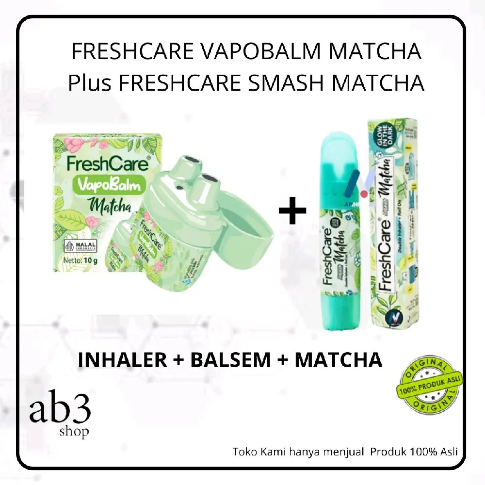 [DAPAT 2 PCS] FRESHCARE VAPOBALM MATCHA 2IN1 / FRESHCARE BALSAM + FRESHCARE SMASH MATCHA