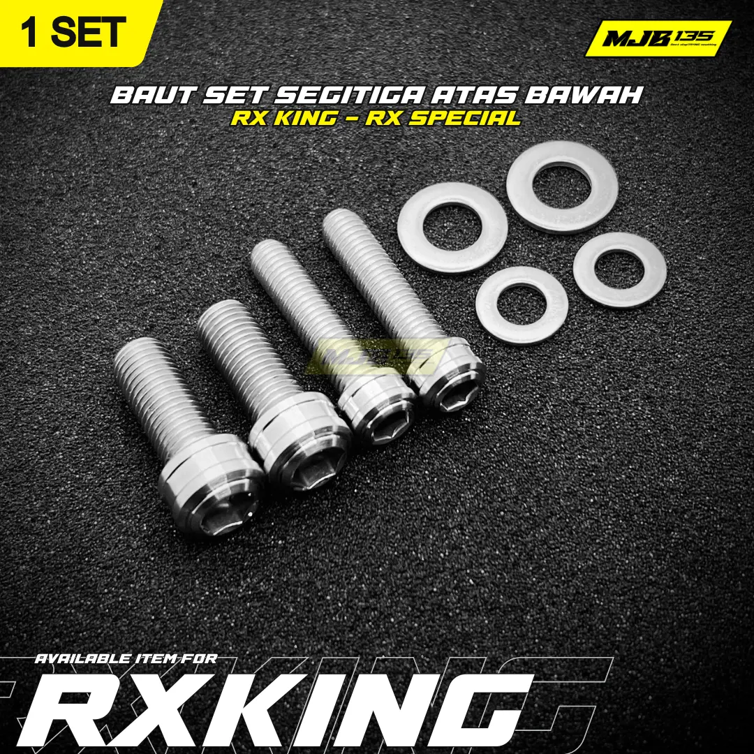 BAUT SEGITIGA ATAS BAWAH RX KING RXS RXK YT115 STENLIS CUSTOM MJB ( 1 SET 4 BAUT DAN 4 RING )
