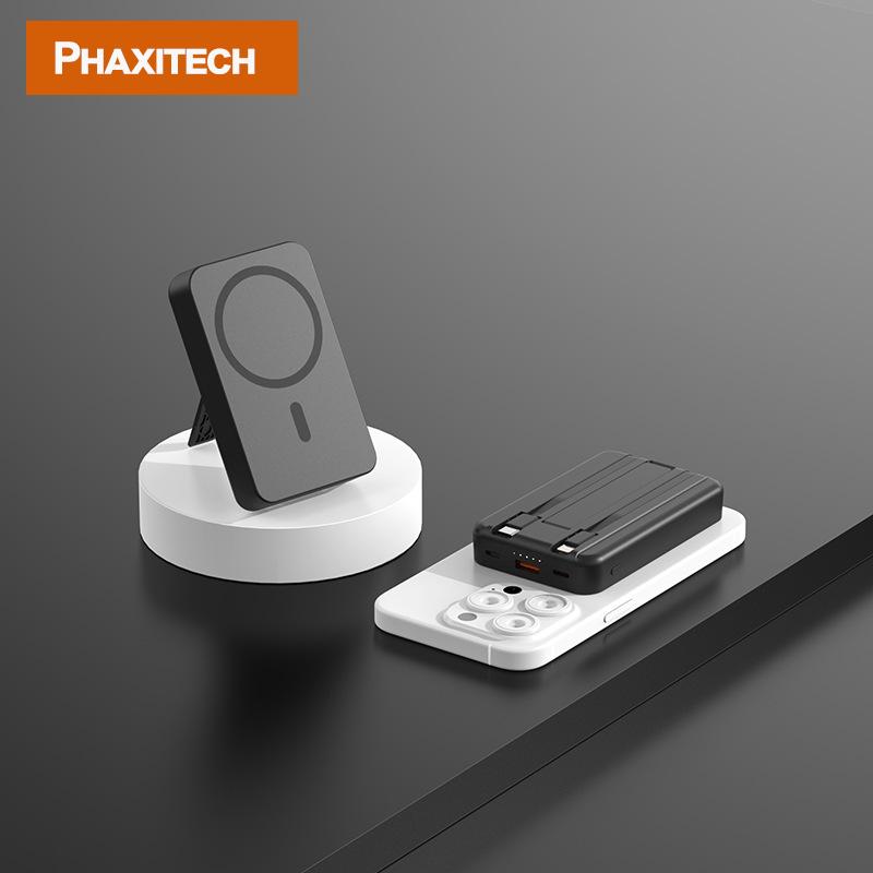  Phaxitech Sạc Dự Phòng Không Dây 10000mAh CD231 Hợp Kim Nhôm PD20W Sạc Nhanh 15W Từ Tính Cho iPhone 12-16 USB-C Type-C Olretu 