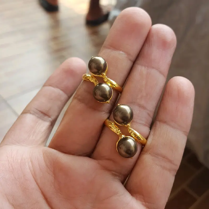 Cincin Mutiara Cokelat Lapis Emas Kuning 7