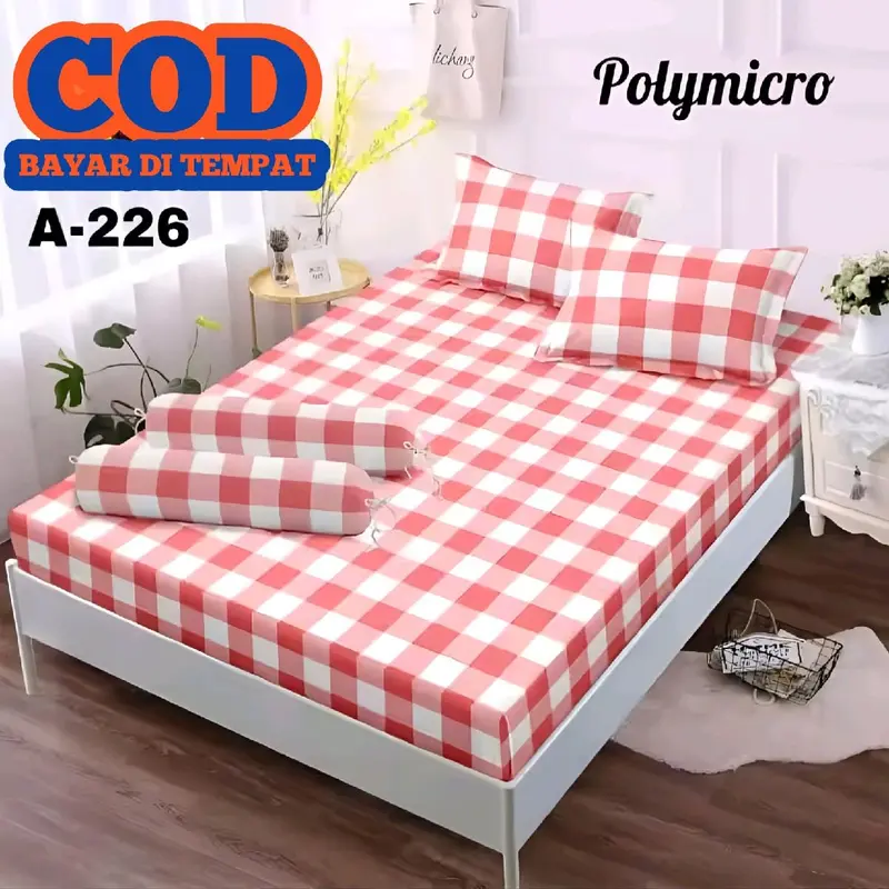 Sprei Emily Kotak-Kotak Aesthetic Korea Ukuran 160x200cm dan 180x200cm Bahan Katun Dispresse Berkualitas Isi Sprei 2 Sarung Bantal 1 Sarung Guling 5