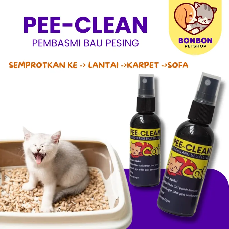 Pee Clean Penghilang Bau Pesing Pipis Urin Pup Kotoran Kucing Anjing Kelinci di Lantai Pasir Sofa Pee Cleaner Ampuh Original Penghilang Bau Pipis Kucing Semprotan Wangi 0