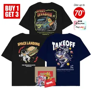 (Gratis Stiker, Lanyard)  Buy 1 Get 3 Ngab Kaos Distro Take Off Space Landing Space Invasion BD011 Unisex Pria Wanita Cotton Combed 24s