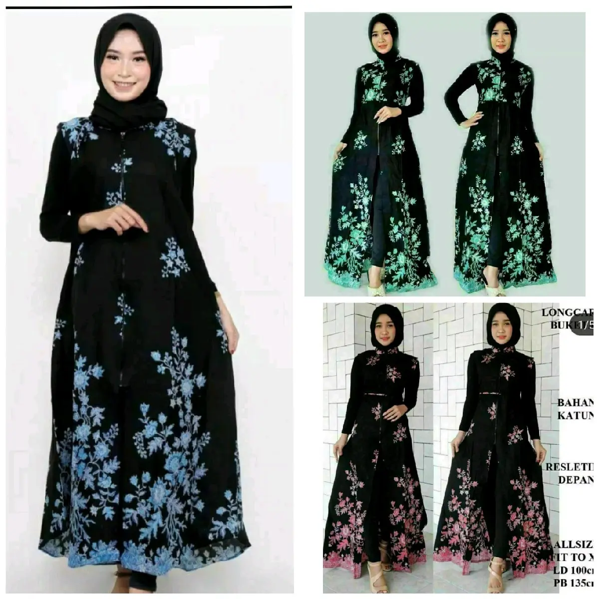 Outer batik longkardi motif sakura / Cibulan Baju Katun Cardigan Wanita Muslim outer cardigan vintage kondangan