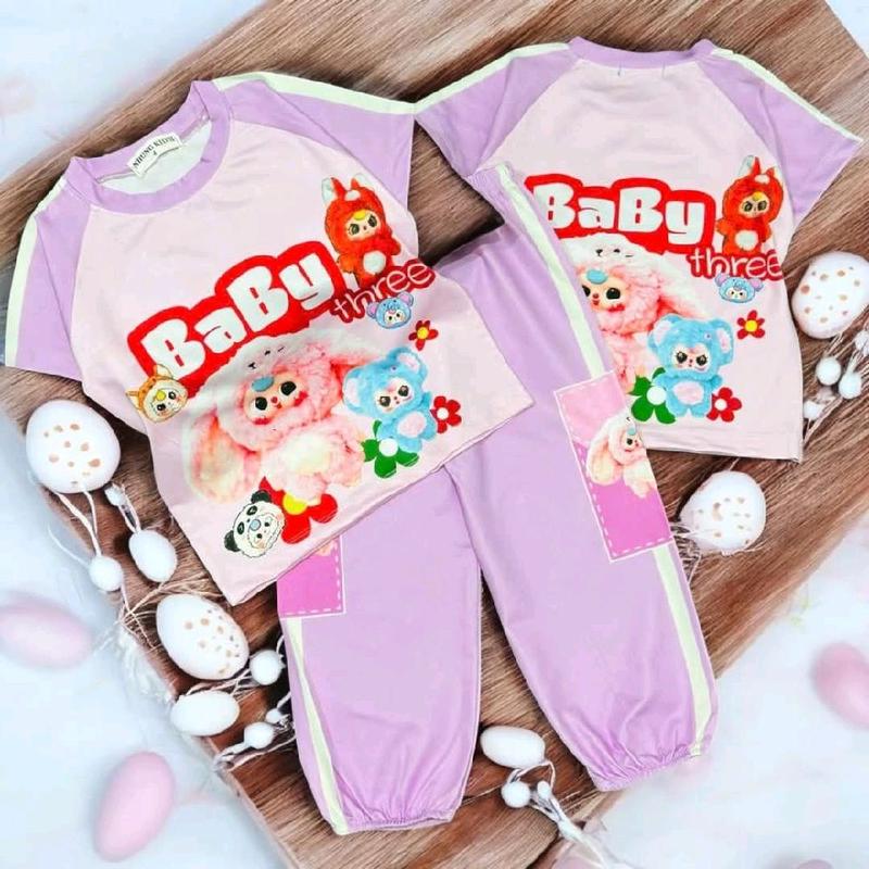 (10kg-45kg) Set tay ngắn quần dài quần ống bo siêu đẹp cho bé gái 0