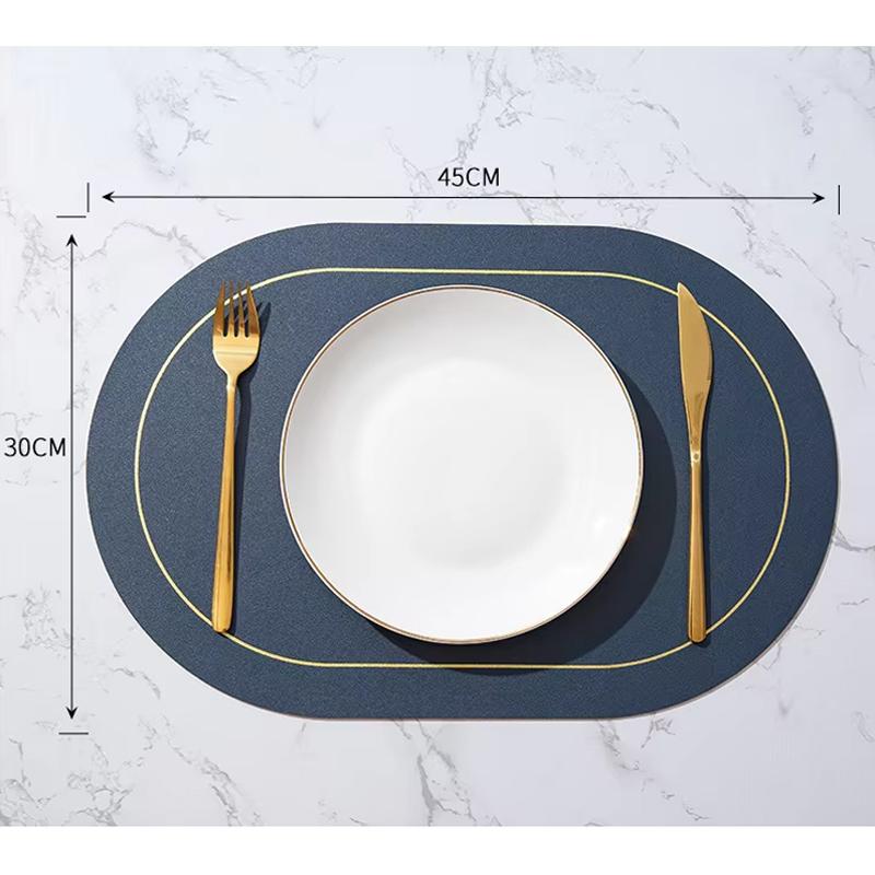 BB Placemat 2 Sisi Tatakan Meja Alas Piring Oval Kulit Leather 2 tone warna Anti Panas 3