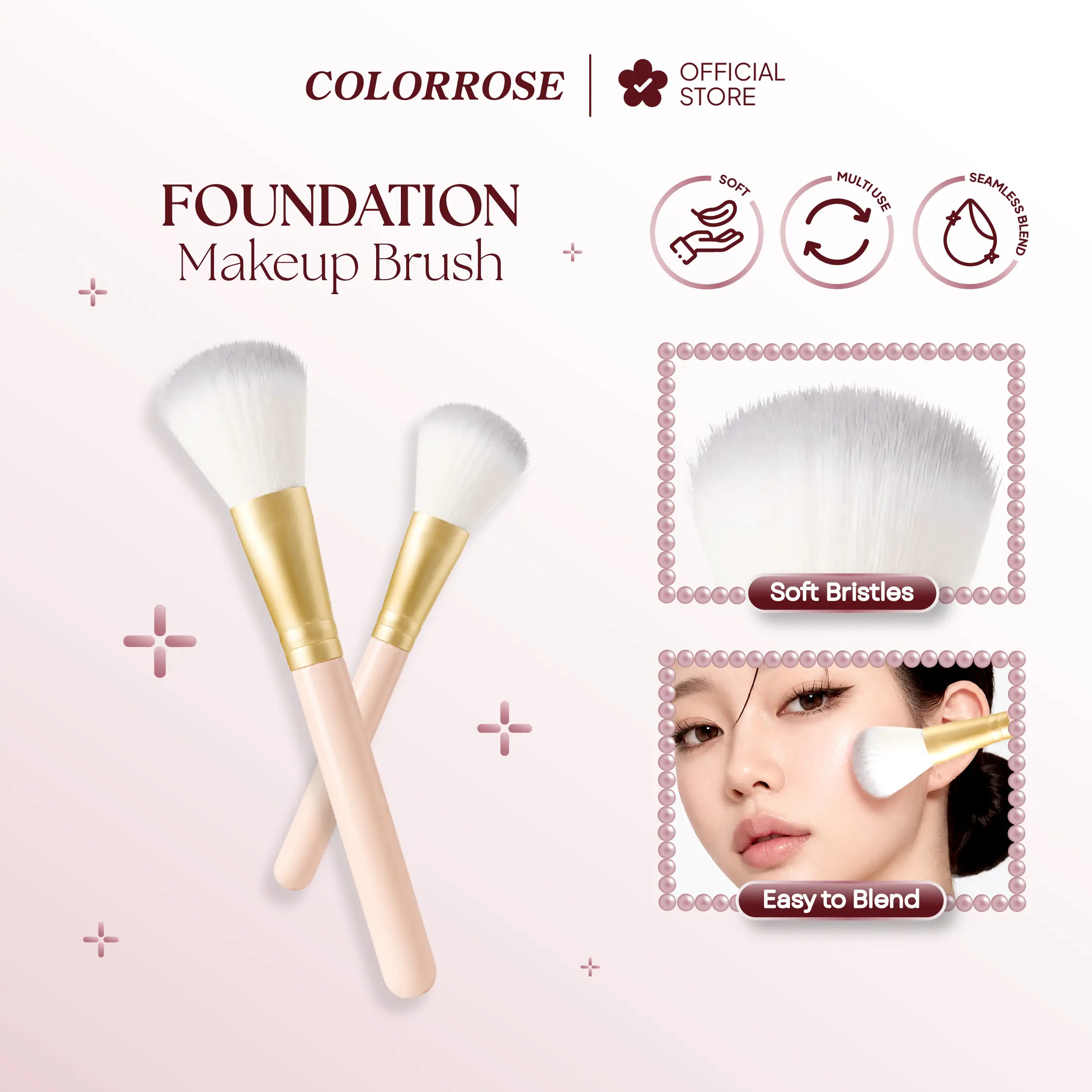( FREE GIFT ) COLORROSE Makeup Brush Foundation Brush Soft Bristles Blendable Cosmetic Brush Free Gift Random Color