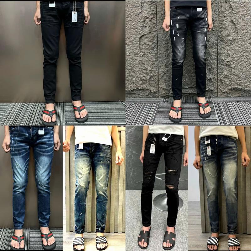 Quần jean nam pơ pồ đen rách dập nhăn bảng 4 cúc boy phố New -BUNZ STORE Menswear Pants Kem Có Túi