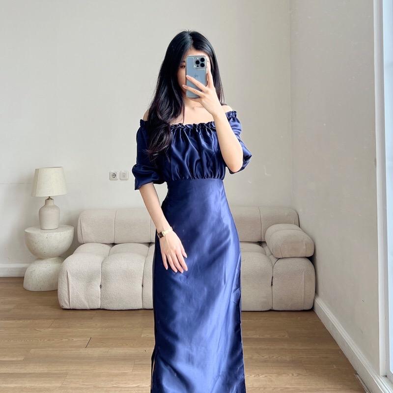LONG DRESS SHEYLA SATIN VELVET GAUN PESTA KONDANGAN NATAL CASUAL FORMAL MAXI DRESS WANITA 1