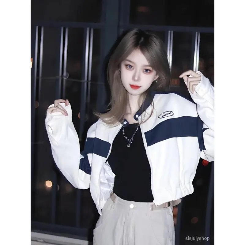 JAKET CROPE WANITA | ANSWER ME CROOPE JACKET VARSITY KOREAN 0