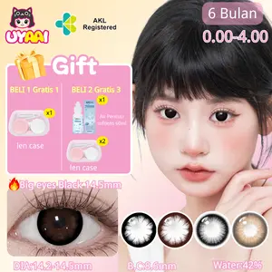 [COD][MINUS 0.00S/d~4.00]UYAAI SOFTLENS Big eyes Black Brown LENSA KONTAK 14.5MM USE 6 MONTH Soflen