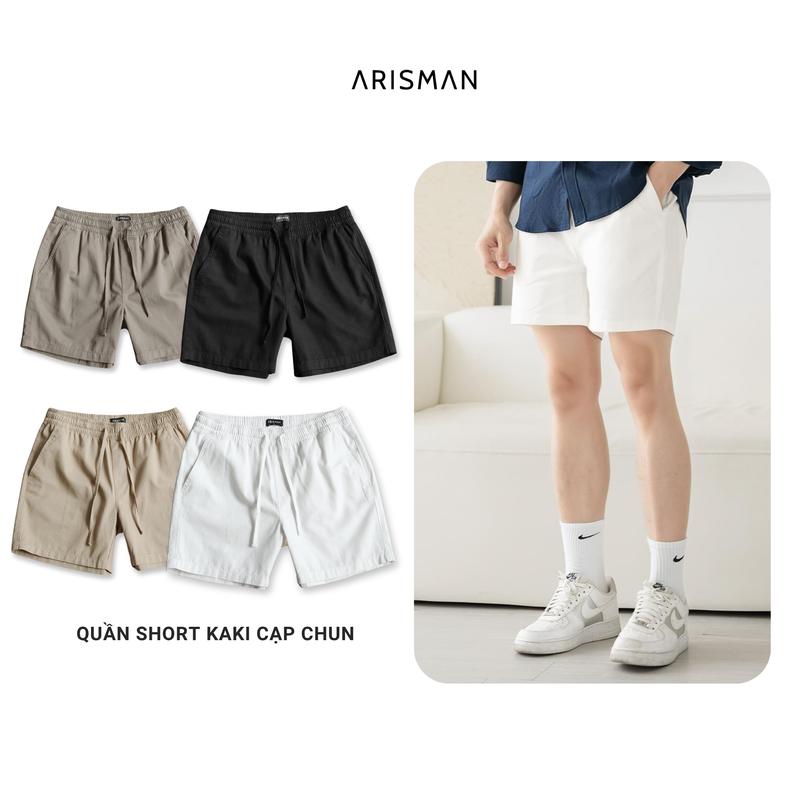 Quần short nam vải Kaki mềm mịn, co giãn nhẹ, không phai màu - ARISMAN
