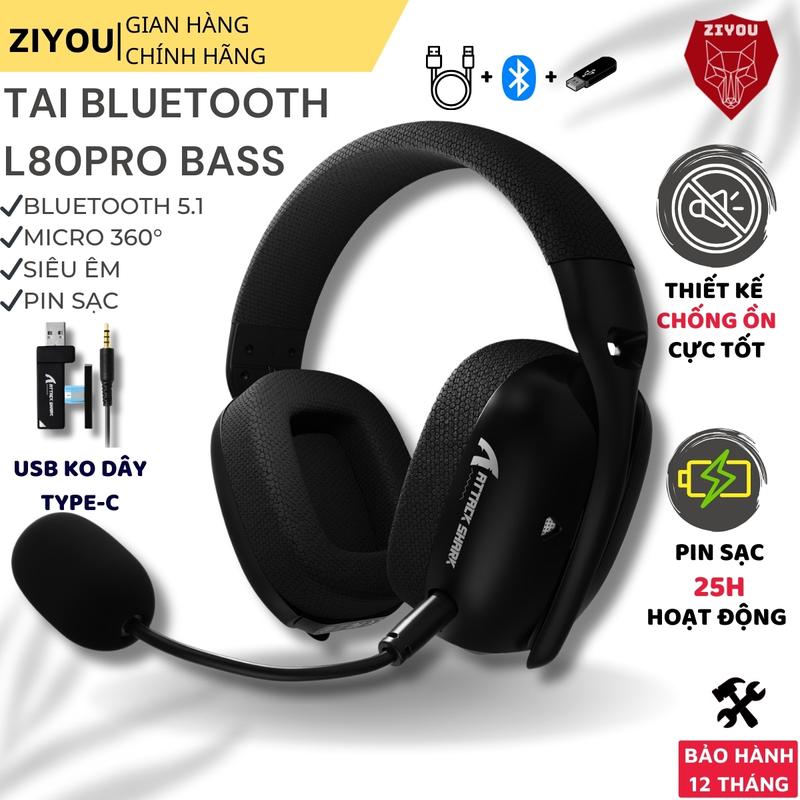  Tai Nghe Chụp Tai Không Dây Headphone Attack Shark L80 Pro Âm Bass 3D Sống Động Có Mic Đàm Thoại Cho Học Tập Giải Trí 