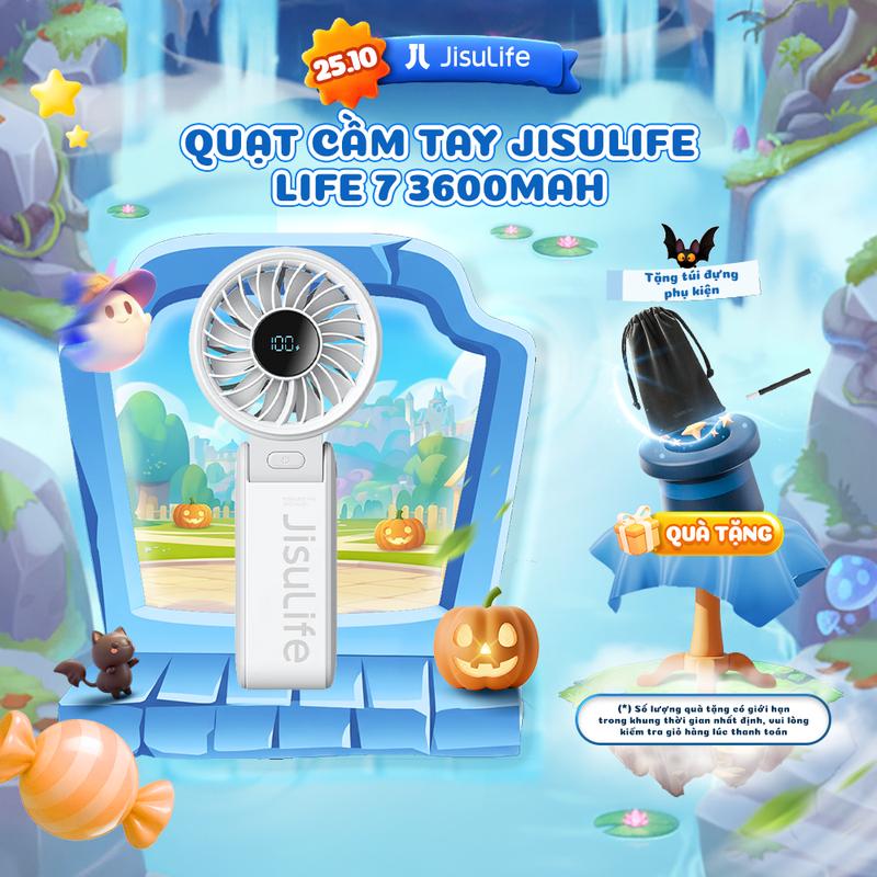  Quạt cầm tay mini Jisulife Life 7 ABS 5 cấp độ gió 3600mAh 5000mAh - Sử dụng liên tục 12h - Chính hãng - Bảo Hành 12 tháng KOL 