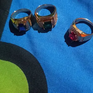 Cincin Pria Warna Silver Kuning Emas Diamond Ruby King Saphire