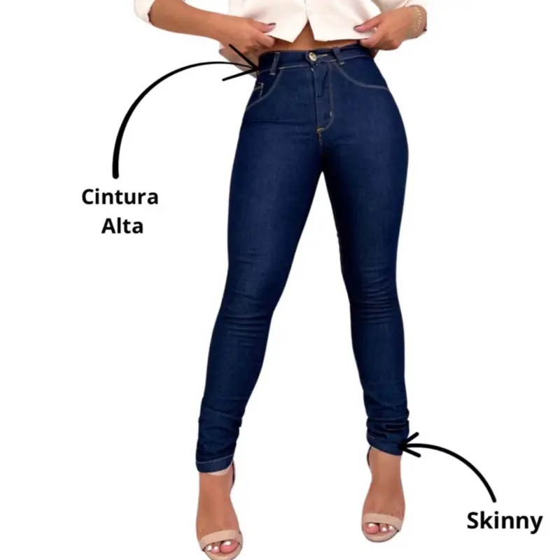 Kit 4 Calças Feminina Jeans Com Elastano Cintura Alta Com Lycra Skinny Levanta Bumbum - 2