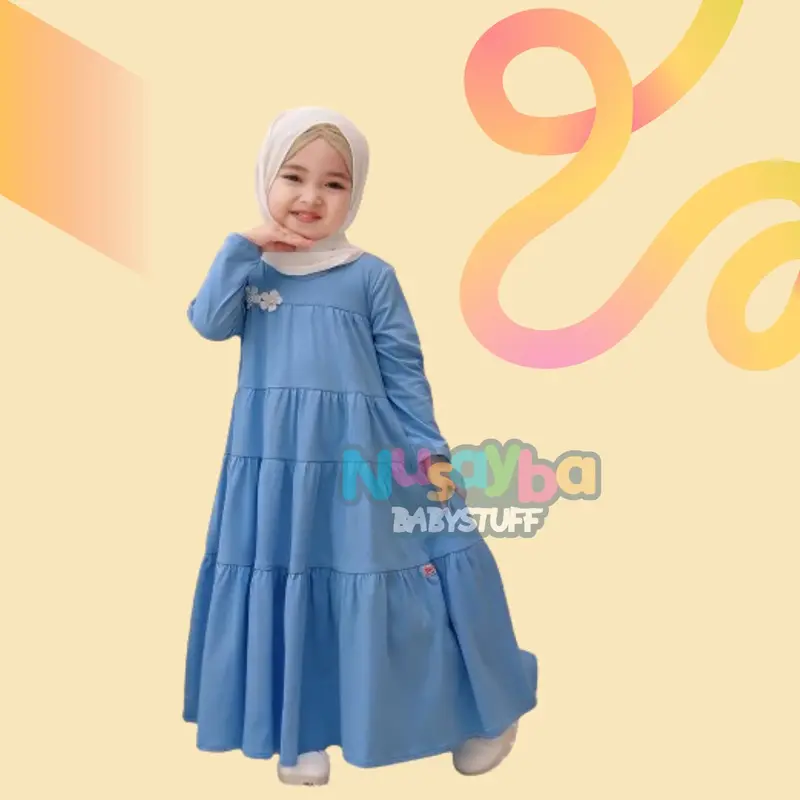 PROMO GAMIS LEBARAN ANAK / GAMIS TPA POLOS 1-8 TAHUN / baju muslim cewek Kaos Nyaman 6