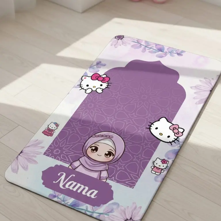 Sajadah Anak Perempuan dengan Bahan Premium Motif Free Nama untuk Muslim Jilbab Nyaman dan Istimewa