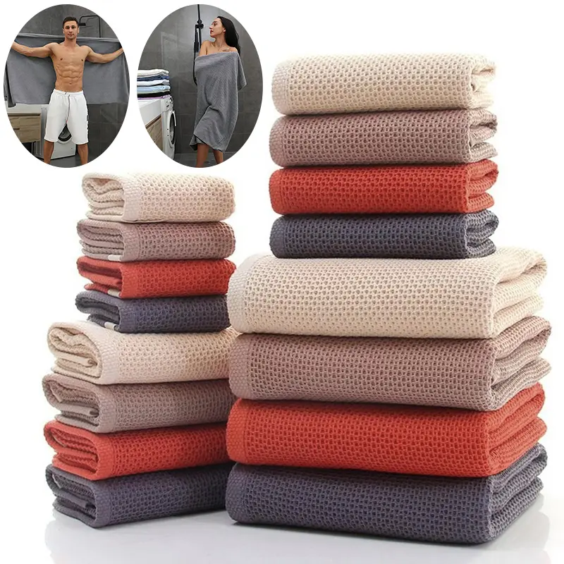 Cotton Towel, Waffle Cellular 100% Cotton Towel, Soft And Comfortable Super Absorbent And Quick Drying Bath Towel, Kitchen Towel. Suitable For Kitchen Bathroom Pool Hotel Travel College Dormitory.
