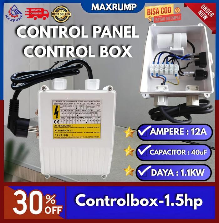 Gambar MAXPUMP Control Box Pompa Satelit / Control Box Submersible 1.5HP 1.1Kw 220V 40uF 12A Panel Control Kontrol Box Pompa Air Sibel dari Poseidonpump Kota Administrasi Jakarta Utara Tokopedia