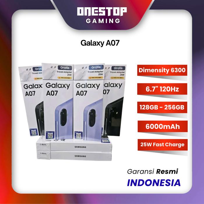 Gambar [ RESMI SEIN ] HP Samsung Galaxy A07 5GB LTE 4/64GB 4/128GB 6/128GB 8/256GB 120Hz Garansi Resmi SEIN Black Violet Green - 4/64GB LTE, Black dari Onestop Gaming Kota Administrasi Jakarta Pusat Tokopedia