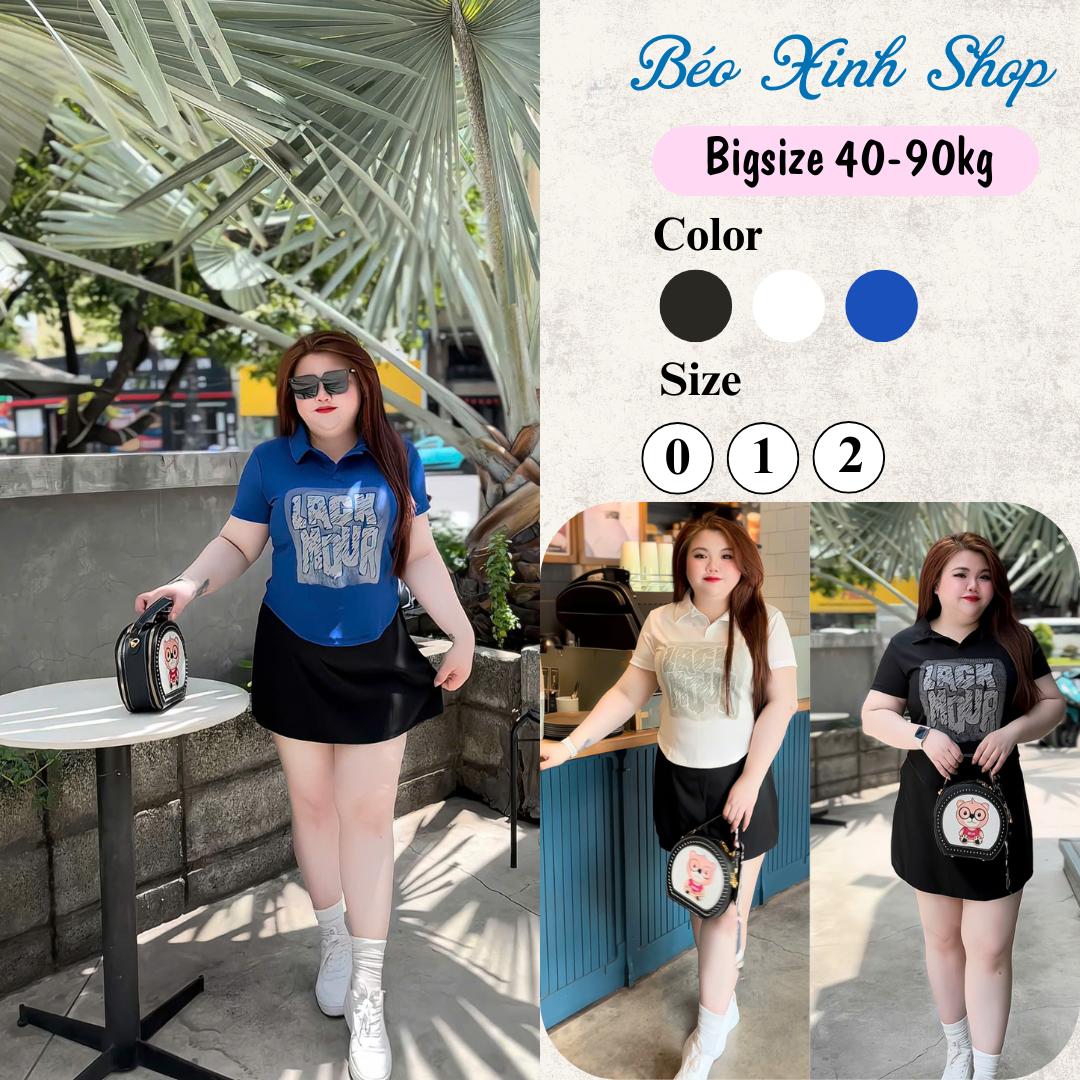 Áo Thun Polo Nữ In Hình Họa Tiết Vải Thun Tăm Mềm 45 - 90Kg Có Bigsize Sài Gòn Top Women - A.1542