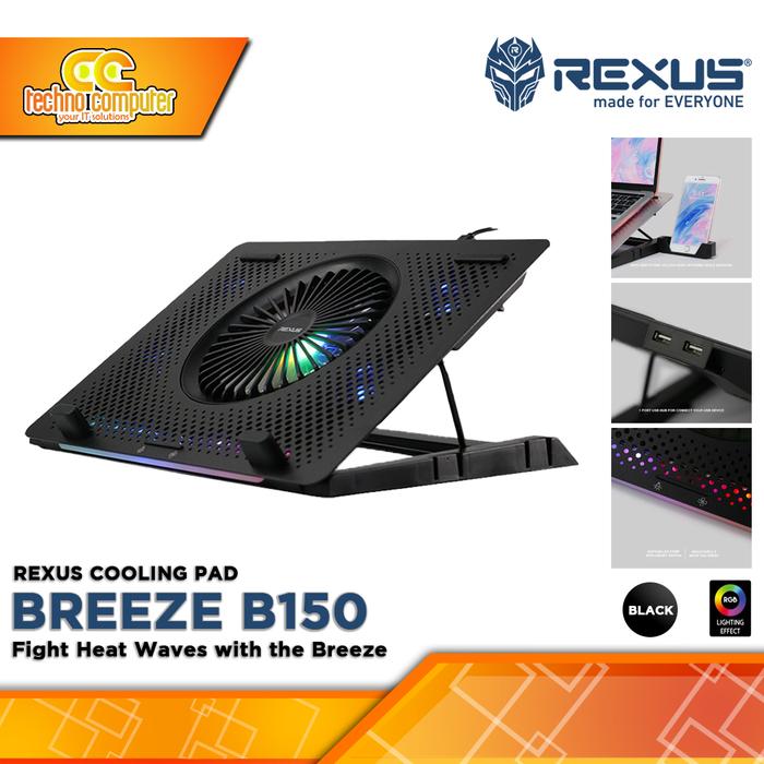 Gambar COOLINGPAD REXUS BREEZE B150 RGB Notebook CoolingPad Up to 15inch dari Techno Computer Bali Kota Denpasar Tokopedia