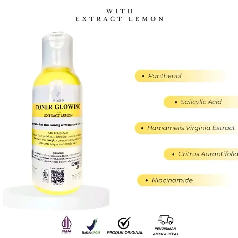 (HEMAT 2 PCS) Toner Glowing Extract Lemon 60 ml | Toner Pelicin Niacinamide Original 100% ВРОМ 2