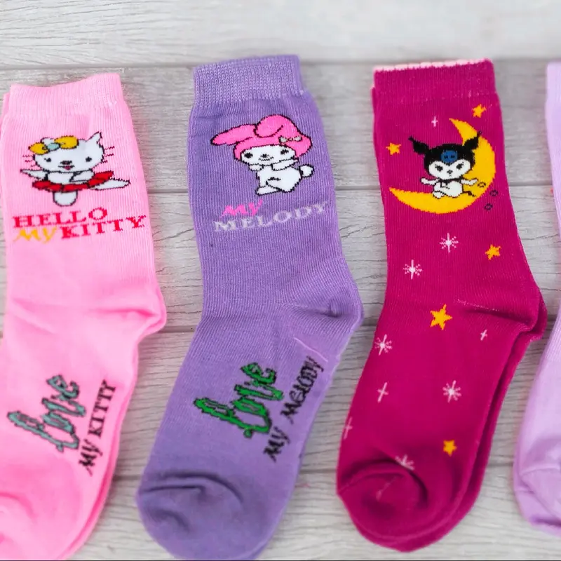 Kaos Kaki Anak Cewek Karakter Lucu Coromi Melody Cinnamorol Hello Kitty - Fashion (3 Pasang) 1