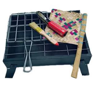 pemanggang portabel besi serbaguna bahan bakar arang