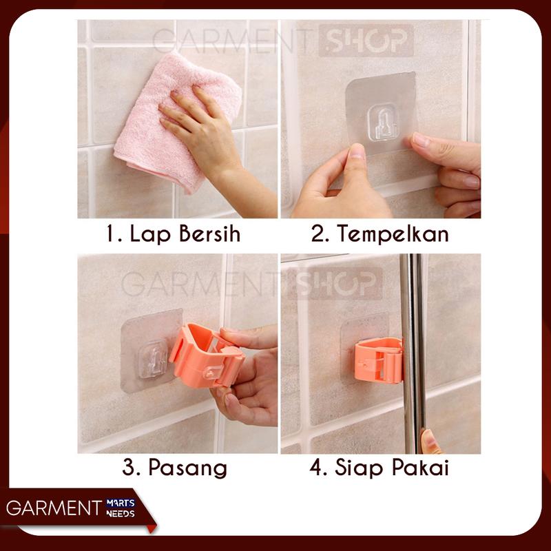 Gantungan Tempel Kaca Dinding Keramik Mebel Magic Hook Sapu 2