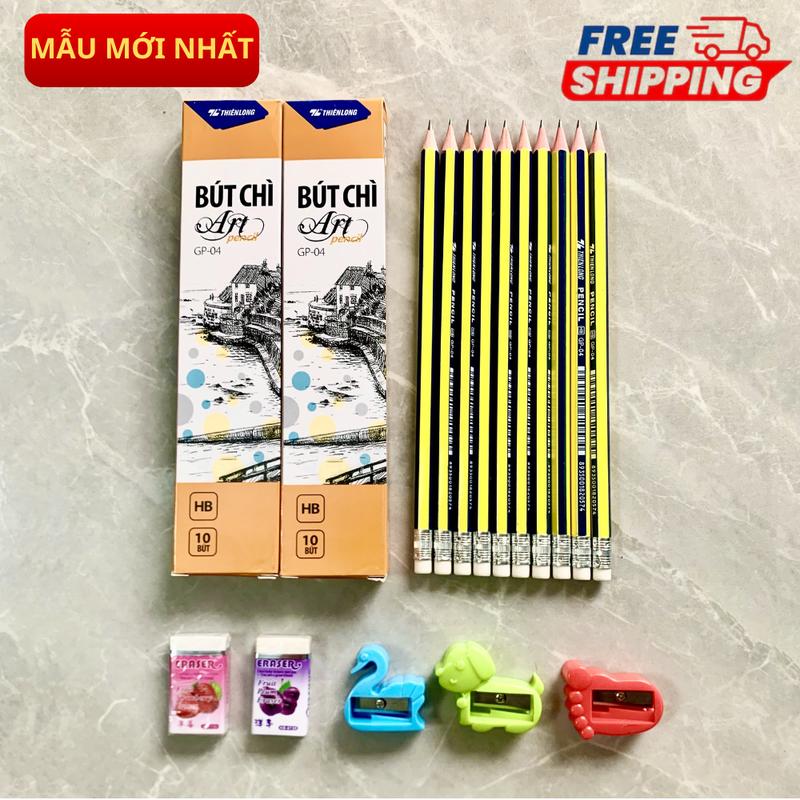  Combo 20 bút chì HB 2 Hộp   Hộp 10 bút  Tặng kèm 2 tẩy và 3 gọt chì  nét chì vừa phải 