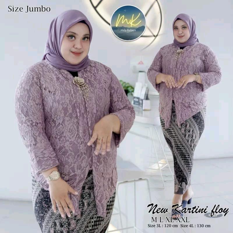 Setelan Kebaya Jumbo Ld 130 Baju Kebaya kondangan Big Size Floy Brokat Lengan 7/8 2